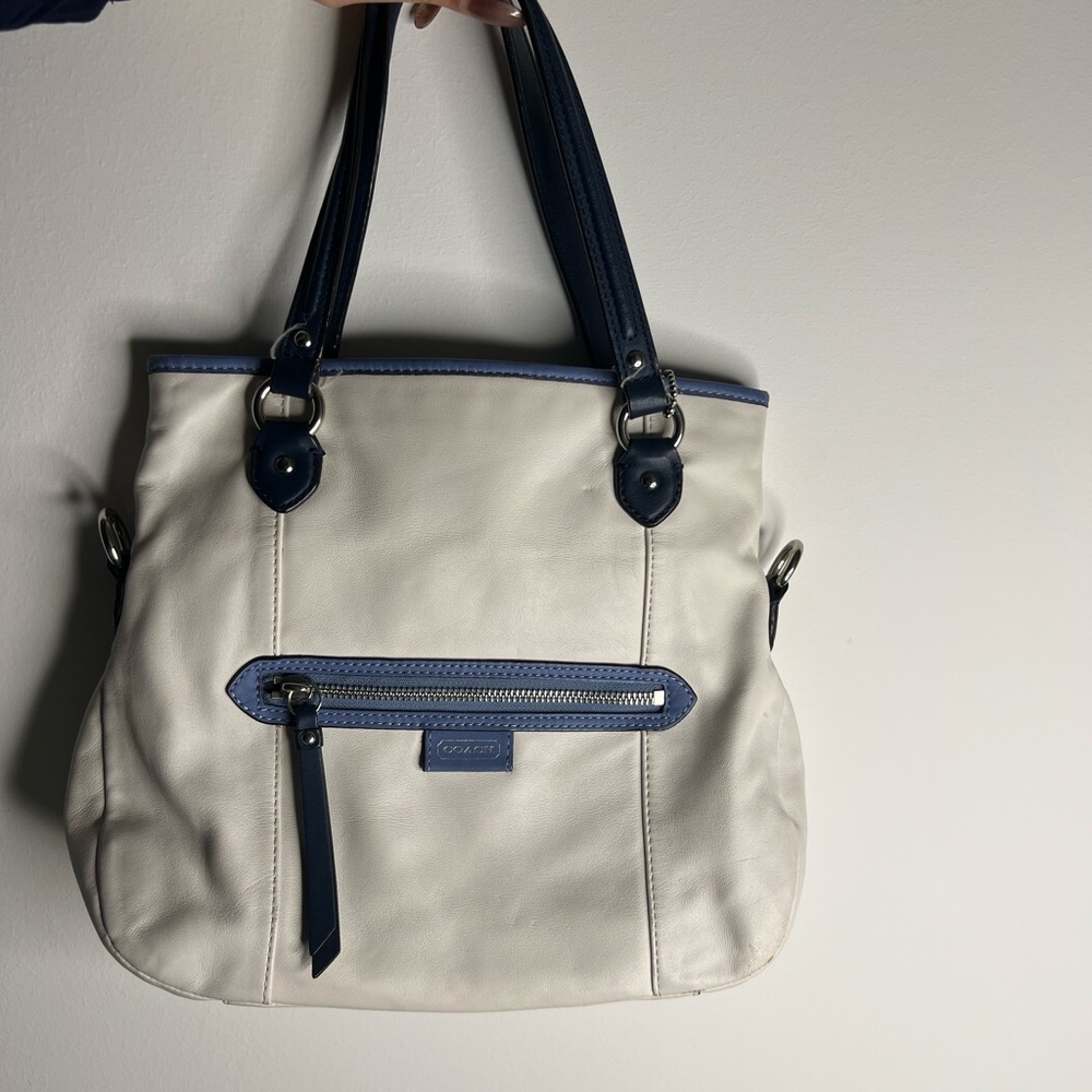 Coach Daisy Spectator Leather Mia White and Blue HandBag